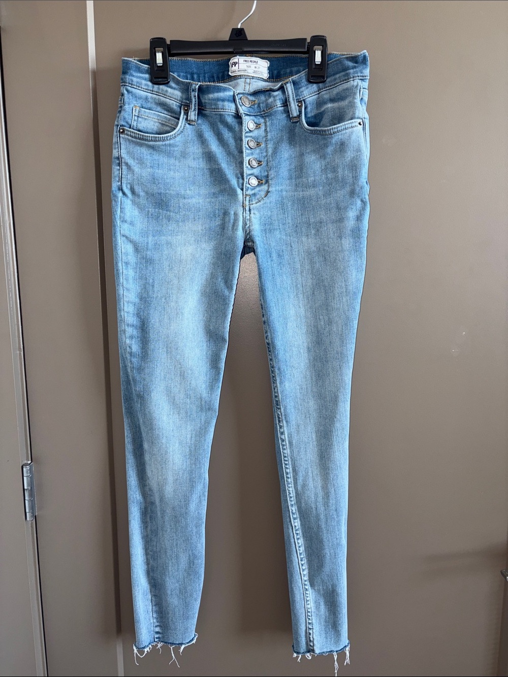 Free People Reagan Button Fly Raw Hem Jeans